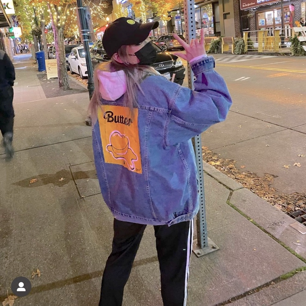 Hand painted butter jean jacket!